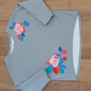 NWOT Halogen oversized dolman sleeve‎ embroidered beaded flowers XS